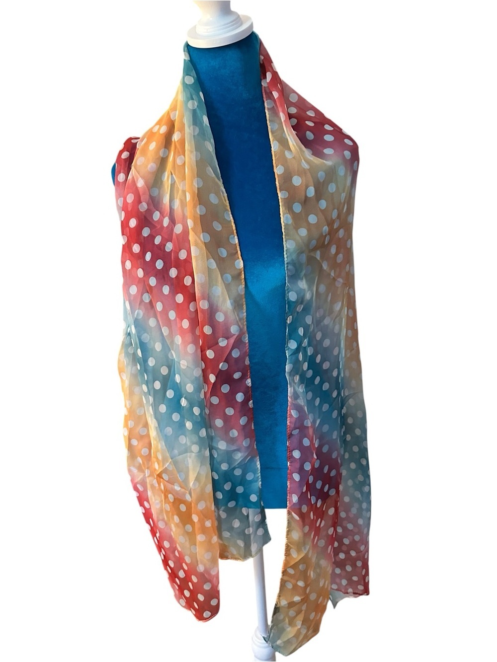 Adorable oblong Polka Dot Gradient Lightweight Scarf - Multicolor